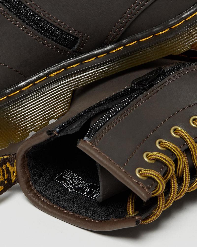 Dr Martens Junior 1460 Wildhorse Læder Snørestøvler Børn Mørkebrune | DK 690NWY